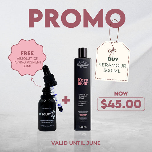 KERAMOUR-HAIR STRAIGHTENING CREAM 500ML (FREE ABSOLUT ICE TONING PIGMENT 30ML)