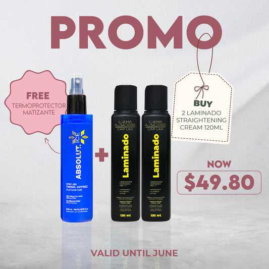LAMINADO HAIR STRAIGHTENING CREAM 120ML (Pack of 2) + FREE TONING HEAT PROTECTANT