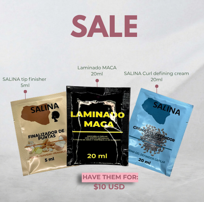 TIP FINISHER 5ML +  LAMINADO MACA 20 ML + CURL DEFINING CREAM 20 ML